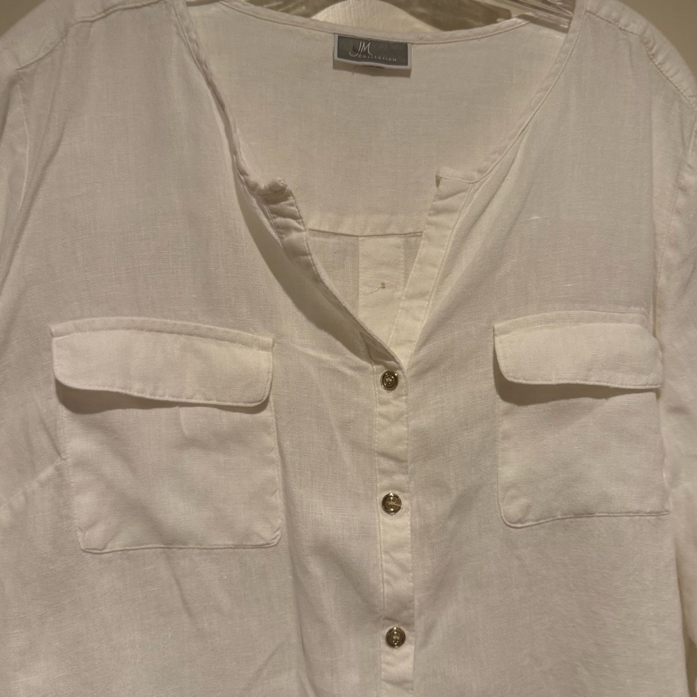 Vtg JM Collection Linen Top - Picture 2 of 16